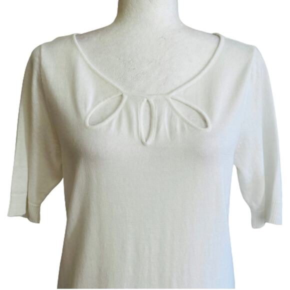 New York & Co White Short Sleeve Knit Sweater Top Size Medium NEW - Picture 3 of 10